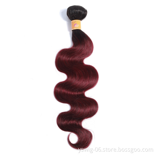 Top Quality Peruvian Virgin Human Hair Ombre Color T1B/99J Body Wave Bundles
